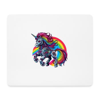 Cyborg Einhorn mit Regenbogen - Mousepad (Querformat) - Weiß - Vorne