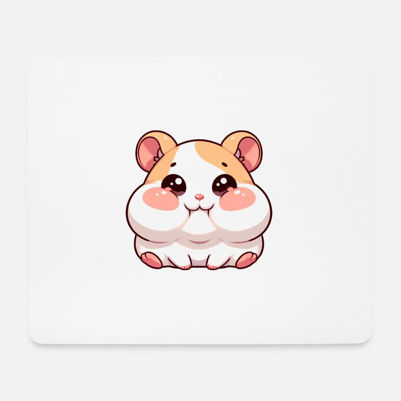 Süßer Hamster mit prallen Backen - Mousepad (Querformat) - Weiß