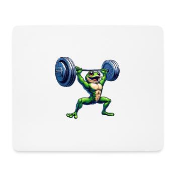 Entraînement de fitness avec haltères d’haltérophilie grenouille - Tapis de souris (format paysage) - blanc - Devant