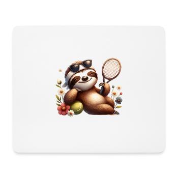 Conception de joueur de tennis paresseux mignon - Tapis de souris (format paysage) - blanc - Devant
