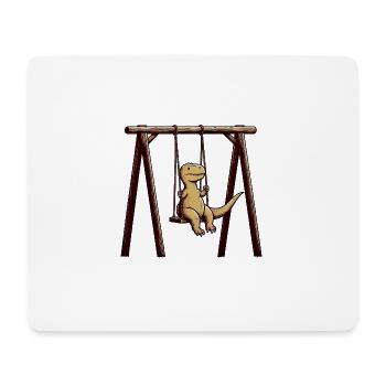 Dino Trex Schaukel Nachdenklich Einsam Spielplatz - Mousepad (Querformat) - Weiß - Vorne