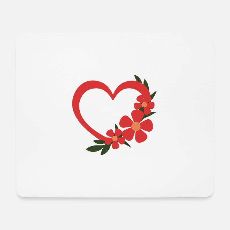 Blumenherz Romantischer Blumenkranz - Mousepad (Querformat) - Weiß