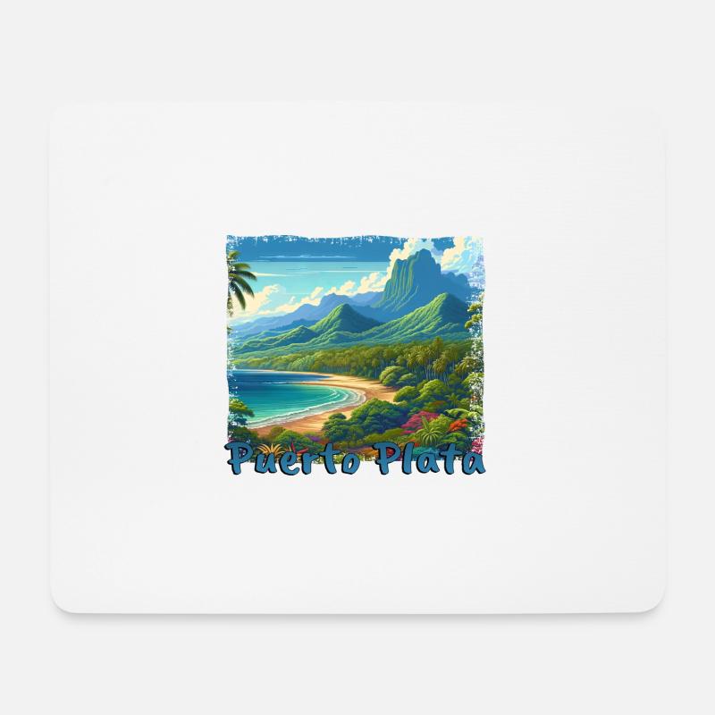 Puerto Plata: Strandurlaub mit Bergkulisse & - Mousepad (Querformat) - Weiß