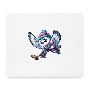 Schneeeule Hockeyspieler Cartoon Eishockey - Mousepad (Querformat) - Weiß - Vorne