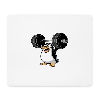 Salty Pinguin Hantel Fitness Cartoon - Mousepad (Querformat) - Weiß - Vorne