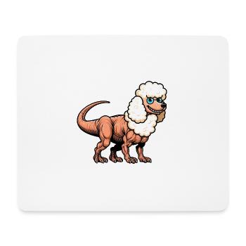 Pudel-Dino Fusion: T-Rex mit Pudelzähnen - Mousepad (Querformat) - Weiß - Vorne