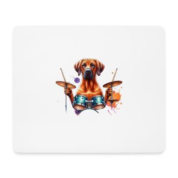 Rodesian Ridgeback Drummer Band Schlagzeuger - Mouse Pad (horizontal) - white - Front
