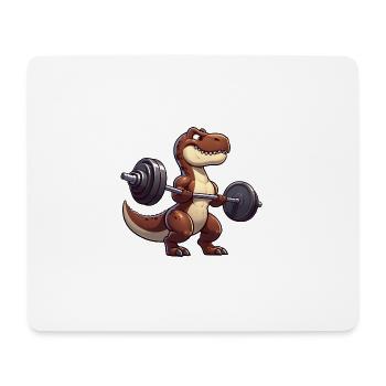 T-Rex mit Hantel Workout Design - Mousepad (Querformat) - Weiß - Vorne