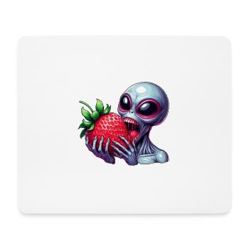 Alien UFO Strawberry drôle fruité - Tapis de souris (format paysage) - blanc - Devant