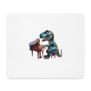 Cooler Dino Pianist Musik Fan Design - Mousepad (Querformat) - Weiß - Vorne