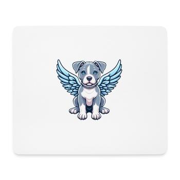 Ailes d’ange de dessin animé de chien Pitbull mignon - Tapis de souris (format paysage) - blanc - Devant