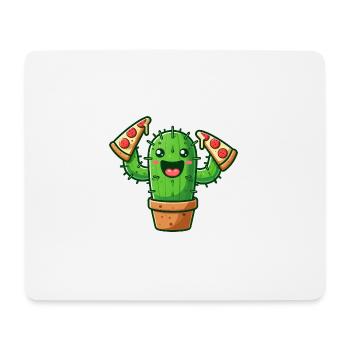 Kaktus Kawaii Pizza Süßer Pizzaliebhaber - Mousepad (Querformat) - Weiß - Vorne