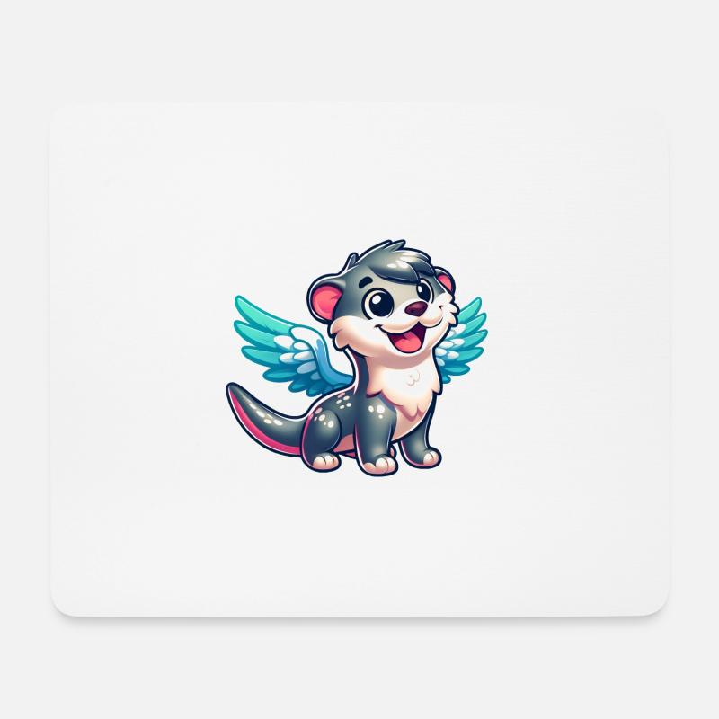 Otter als Engel mit Flügeln Wasserratte - Mousepad (Querformat) - Weiß