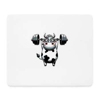 Kuh Ochse Hantel Fitness Gewichtheben - Mousepad (Querformat) - Weiß - Vorne