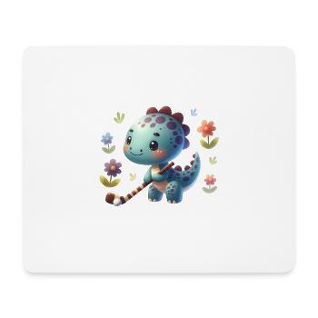 Niedlicher Dinosaurier Dino Feldhockey Spieler - Mousepad (Querformat) - Weiß - Vorne