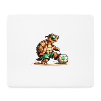 Casual turtle with soccer glasses - Mouse Pad (horizontal) - white - Front