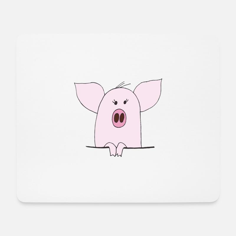 Kuscheliges Pinkes Schwein Cartoon - Mousepad (Querformat) - Weiß