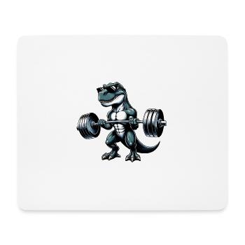 Cooler Dino T-Rex Workout Hantel-Training Design - Mousepad (Querformat) - Weiß - Vorne