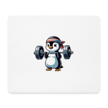 Fitness Pinguin Hanteltraining Bankdrücken - Mousepad (Querformat) - Weiß - Vorne