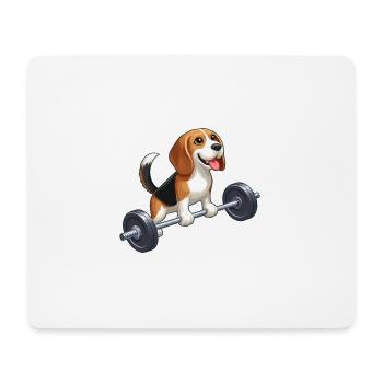 Beagle Haltérophilie Entraînement Force - Tapis de souris (format paysage) - blanc - Devant