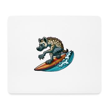 Surfende Hyäne auf dem Surfbrett - Mousepad (Querformat) - Weiß - Vorne
