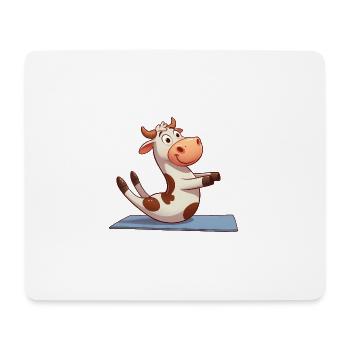Cow Bull Yoga Workout Comic - Mouse Pad (horizontal) - white - Front