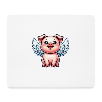 Pig Piggy Sow Angel Wings Cute - Mouse Pad (horizontal) - white - Front