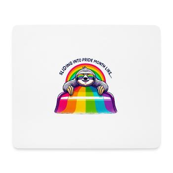 LGBTQ Pride Sloth Rainbow Slide - Mouse Pad (horizontal) - white - Front
