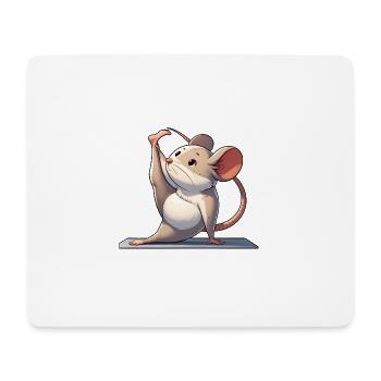 Mouse Meditation Yoga Rat Gymnastics Cartoon - Mouse Pad (horizontal) - white - Front