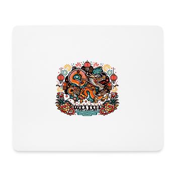 Farbenfroher Drache, inspiriert von traditioneller chinesischer Kunst - Mousepad (Querformat) - Weiß - Vorne