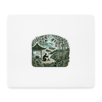 une personne dans une forêt de bambous - Tapis de souris (format paysage) - blanc - Devant