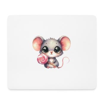 Kleines Mäuschen mit Lolli - Mousepad (Querformat) - Weiß - Vorne