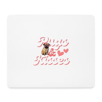 Mops mit Rosa Herz Sonnenbrille - Mousepad (Querformat) - Weiß - Vorne