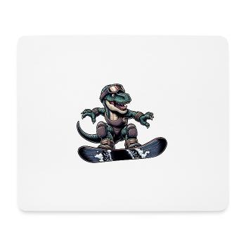 T-Rex Dino Snowboarder - Mouse Pad (horizontal) - white - Front