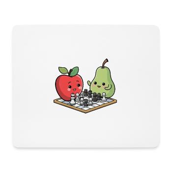 Kawaii Chess pomme poire bande dessinée - Tapis de souris (format paysage) - blanc - Devant