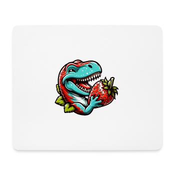 T-Rex Dino Dinosaure Fraise Fruit Sucré - Tapis de souris (format paysage) - blanc - Devant