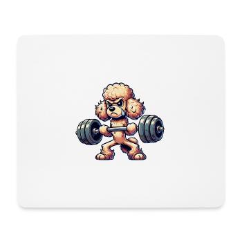 Pudel Gewichtheber lustiger Hund Sport Fitness - Mousepad (Querformat) - Weiß - Vorne