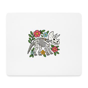 Triceratops Skelett mit Blumen - Mousepad (Querformat) - Weiß - Vorne