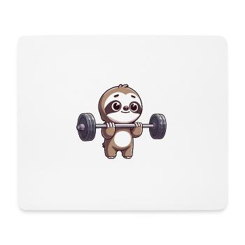 Faultier Power-Training mit Hanteln - Mousepad (Querformat) - Weiß - Vorne