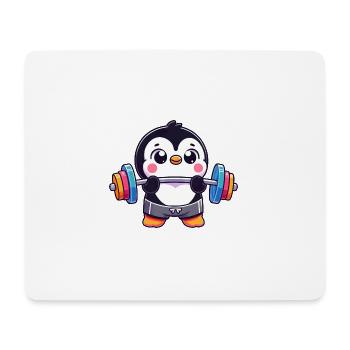 Colorful Penguin Weightlifting Workout - Mouse Pad (horizontal) - white - Front