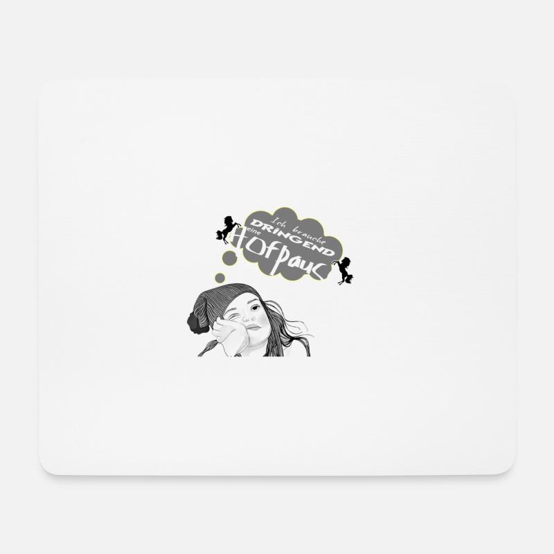 Hofpause - Mousepad (Querformat) - Weiß