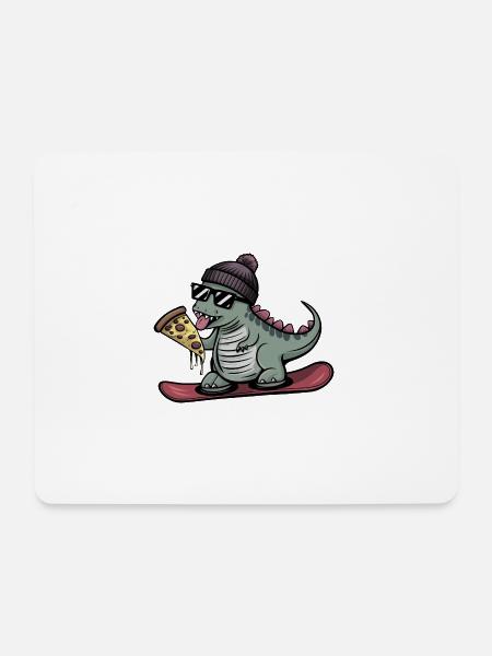 Dino Trex Dinosaur Snowboard Snowboarder - Mouse Pad (horizontal) - white