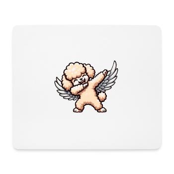 Chien de dessin animé caniche ange mignon avec des ailes - Tapis de souris (format paysage) - blanc - Devant