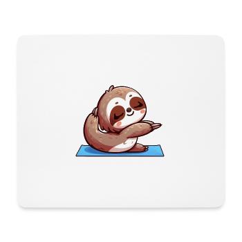 Paresseux pendant les exercices de yoga et de gymnastique - Tapis de souris (format paysage) - blanc - Devant