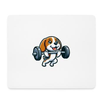 Force d’entraînement d’haltérophilie Beagle - Tapis de souris (format paysage) - blanc - Devant