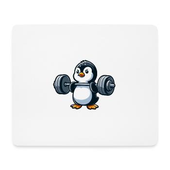 Starker Pinguin: Hantel-Workout - Mousepad (Querformat) - Weiß - Vorne