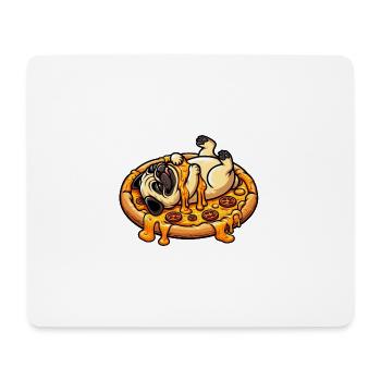 Mops & Pizza: Ein Käsefest für Liebhaber - Mousepad (Querformat) - Weiß - Vorne