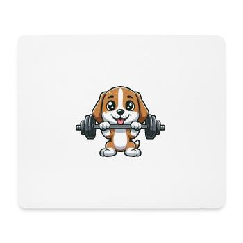Dog Beagle Dumbbell Weightlifter Fitness - Mouse Pad (horizontal) - white - Front