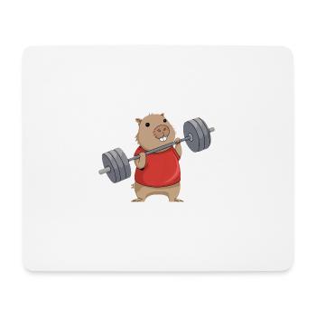 Niedliche Capybara Gewichtheben Karikatur - Mousepad (Querformat) - Weiß - Vorne