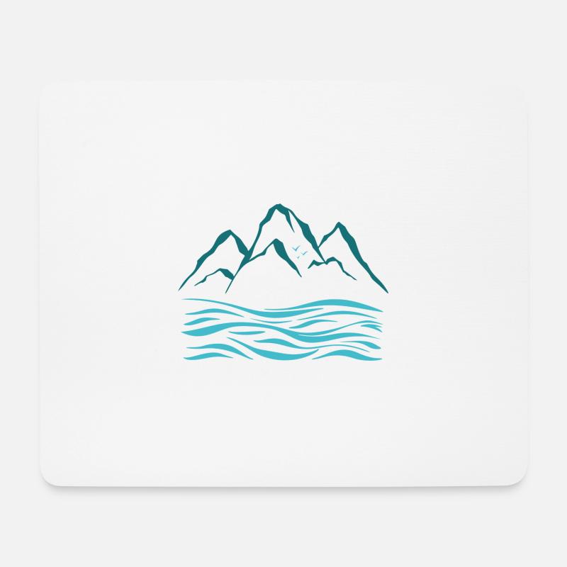 Bekleidung und Accessoires mit Bergblick - Mousepad (Querformat) - Weiß
